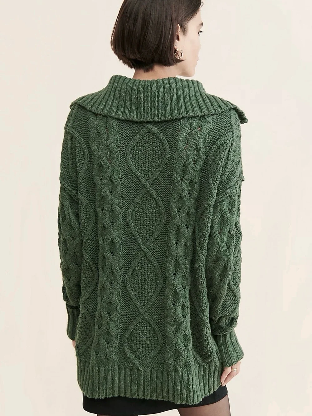 FREE PEOPLE Driftwood Cable Knit Polo Sweater